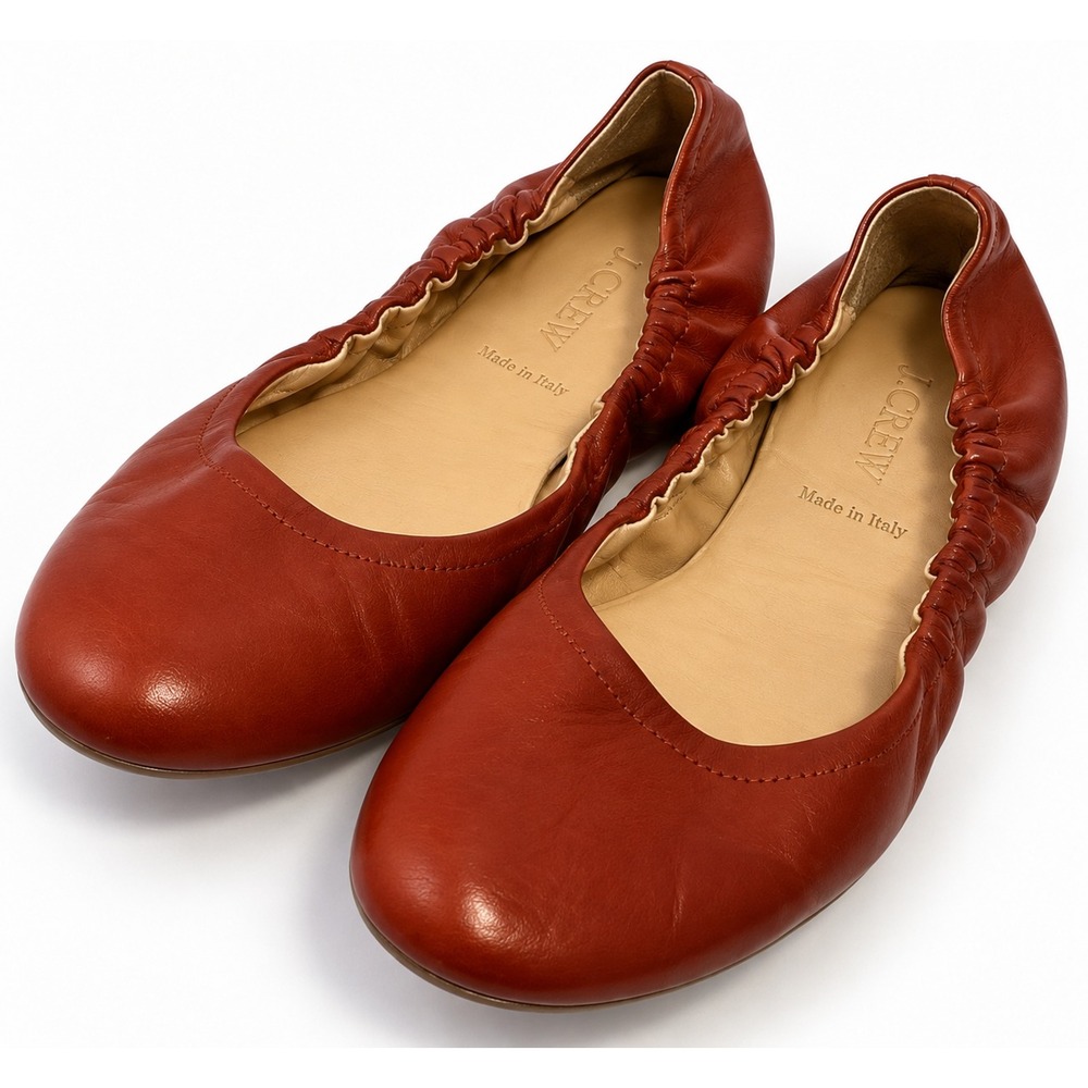 J.CREW 6.5 Shoes Leather Ballet Flats Quiet Luxury Slip On Made In Italy Preppy